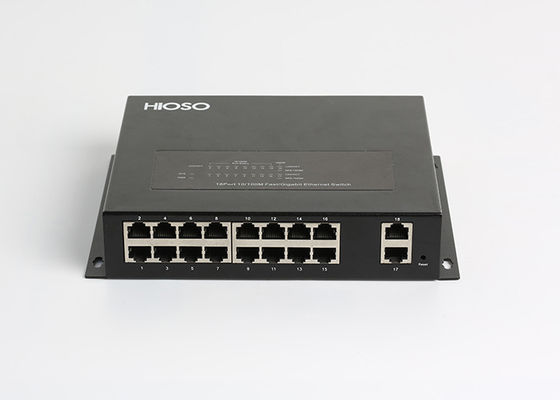 HiOSO 16 portów 100M 2 przełącznik sieciowy 100/1000M Rj45, przełącznik kabla światłowodowego